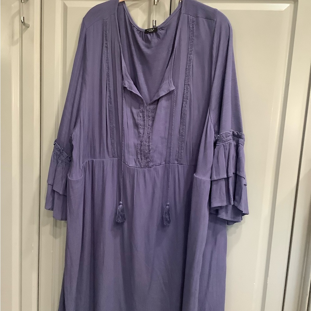 STUDIO 1886 Lavender Lilac Purple Peasant DRESS Sz 1X 18W-20W Avon Prairie Dress